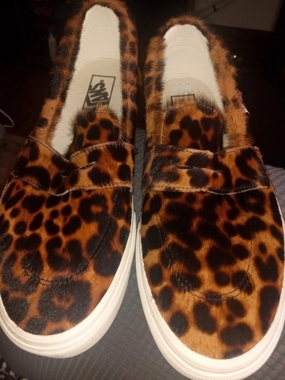 Vans Leopard Print Slip-On Sneakers - Brown & Black